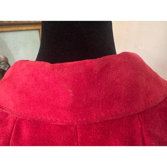 Vintage Split End Ltd Red Suede Blazer Jacket Size 14 - Picture 4 of 13